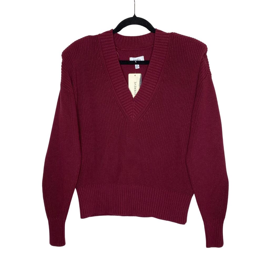 Pistola Evereve Camille Ribbed V-Neck Sweater Size XS Smart Casual Office Preppy